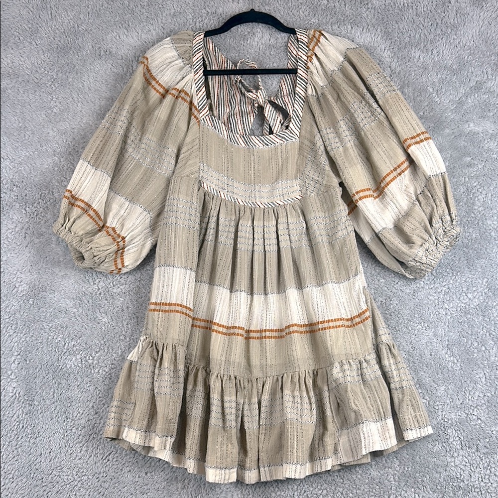 Free People Ballon Sleeve Cutout Boho Babydoll Mini Dress Women’s Size S